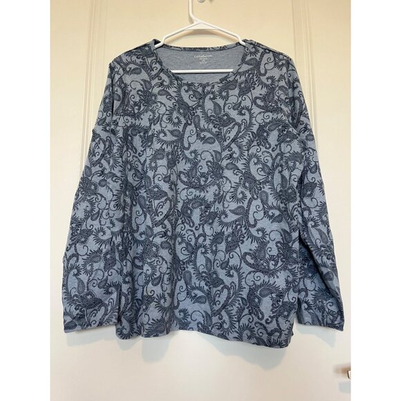 2 pc Lot Croft & Barrow Long Sleeve Shirts Womens Sz 1X Paisley Abstract Pattern - Picture 2 of 16